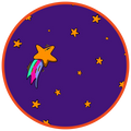 Orange stars in purple space