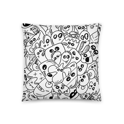 Doodle Throw Pillow 4 (Black & White)
