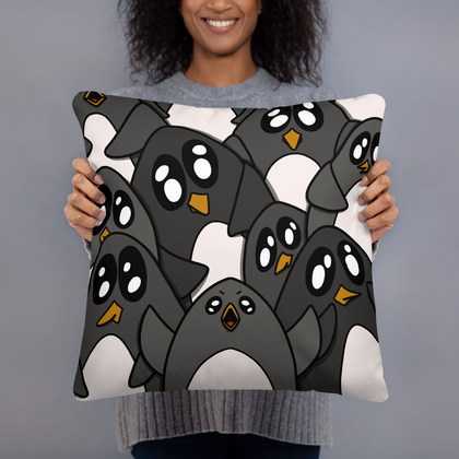 Mad Penguin! Throw Pillow