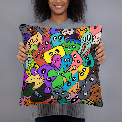 Doodle Throw Pillow 4 (Colored)